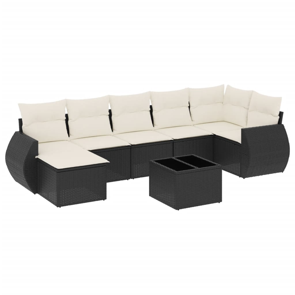 8-dijelni set vrtnih sofa od poliratana s jastucima crni