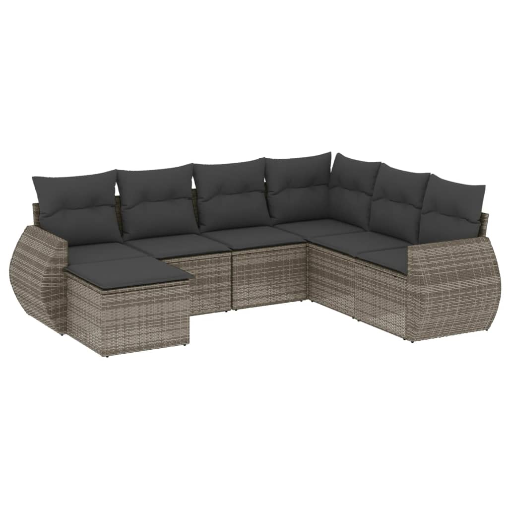 7-dijelni set vrtnih sofa sivi od poliratana