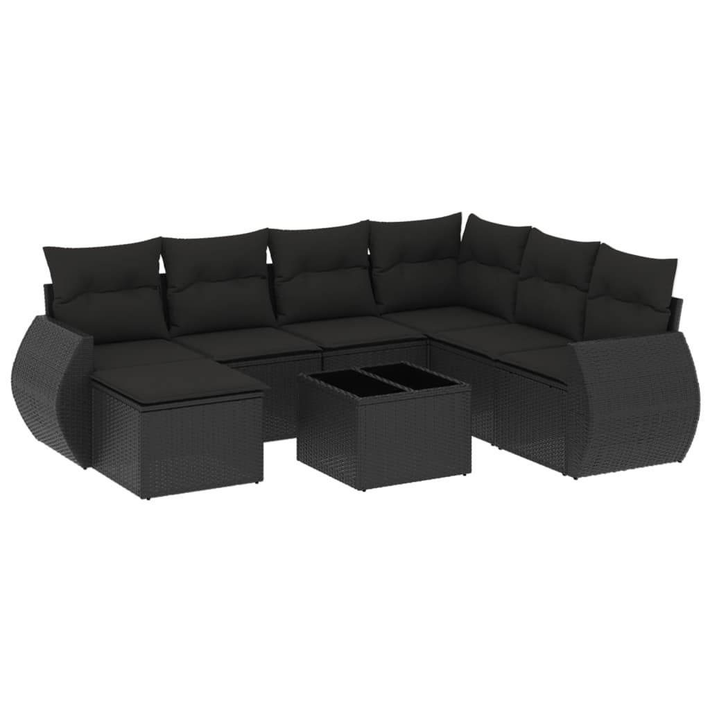 8-dijelni set vrtnih sofa od poliratana s jastucima crni