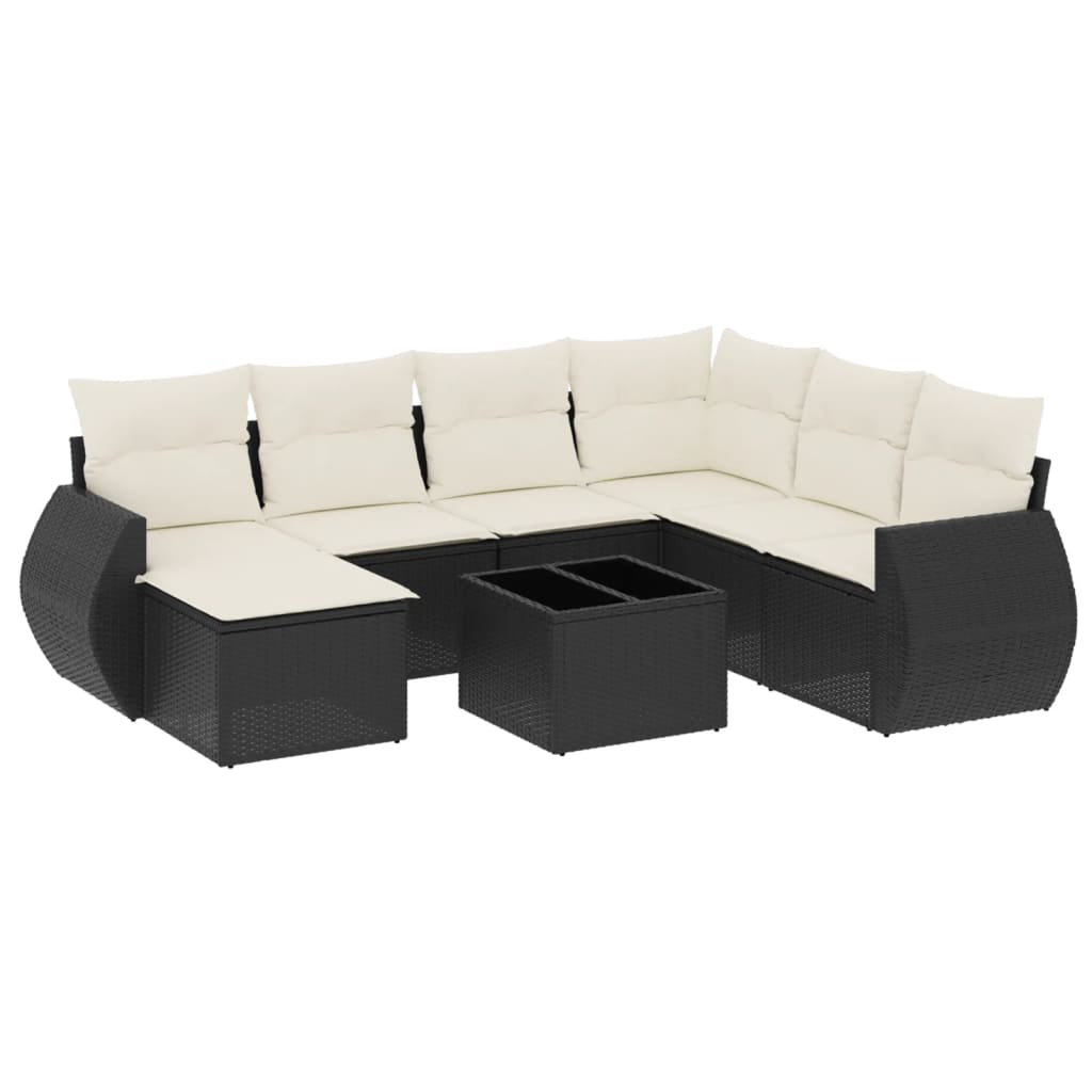 8-dijelni set vrtnih sofa od poliratana s jastucima crni