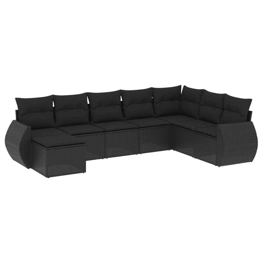8-dijelni set vrtnih sofa od poliratana s jastucima crni