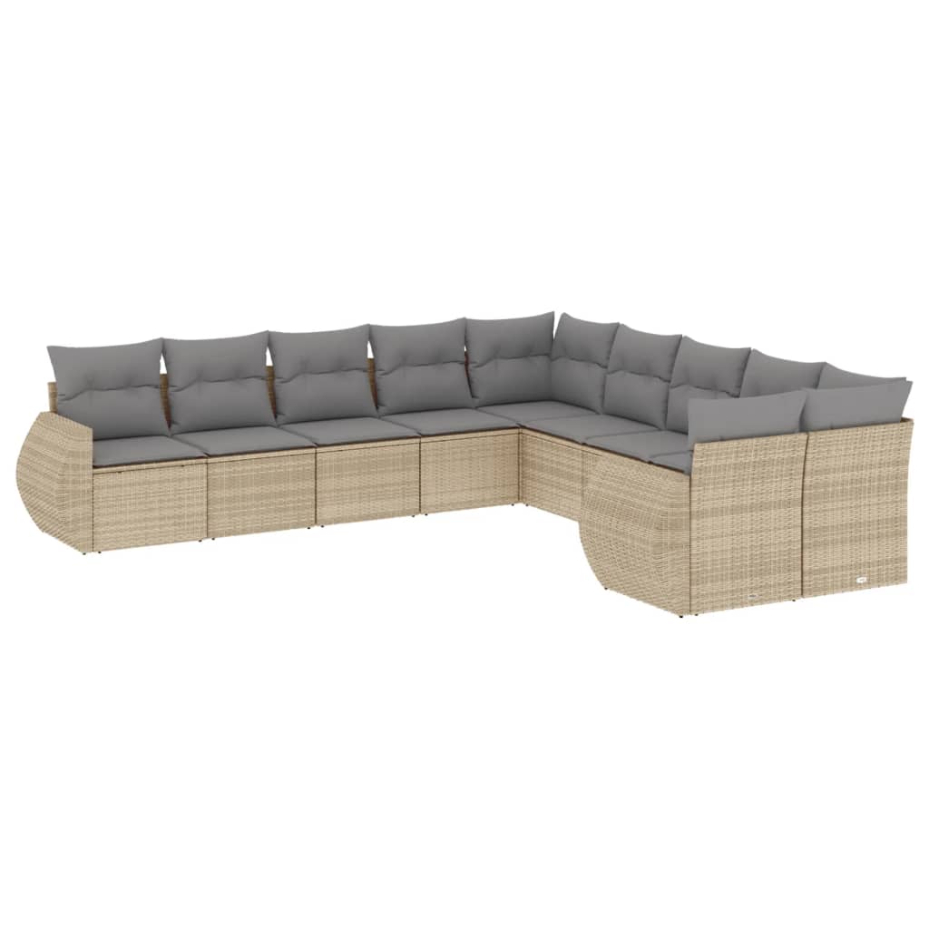 10-dijelni set vrtnih sofa s jastucima bež od poliratana