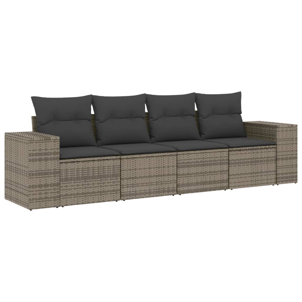 4-dijelni set vrtnih sofa od poliratana s jastucima sivi