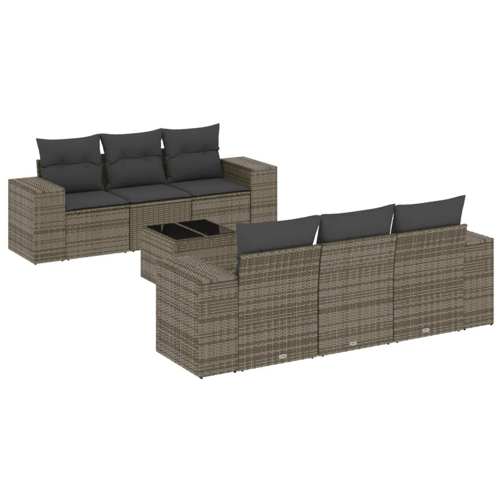 7-dijelni set vrtnih sofa sivi od poliratana