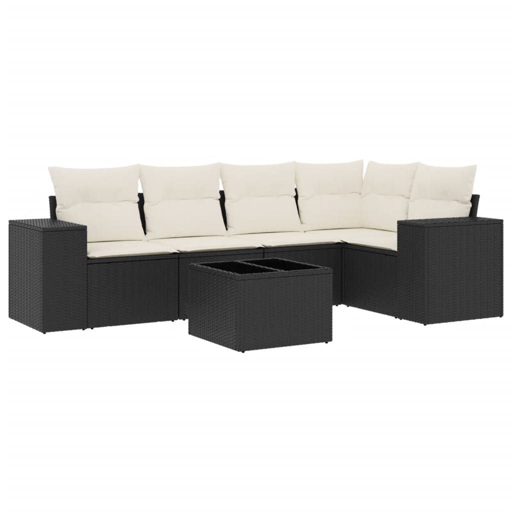 6-dijelni set vrtnih sofa s jastucima crni od poliratana