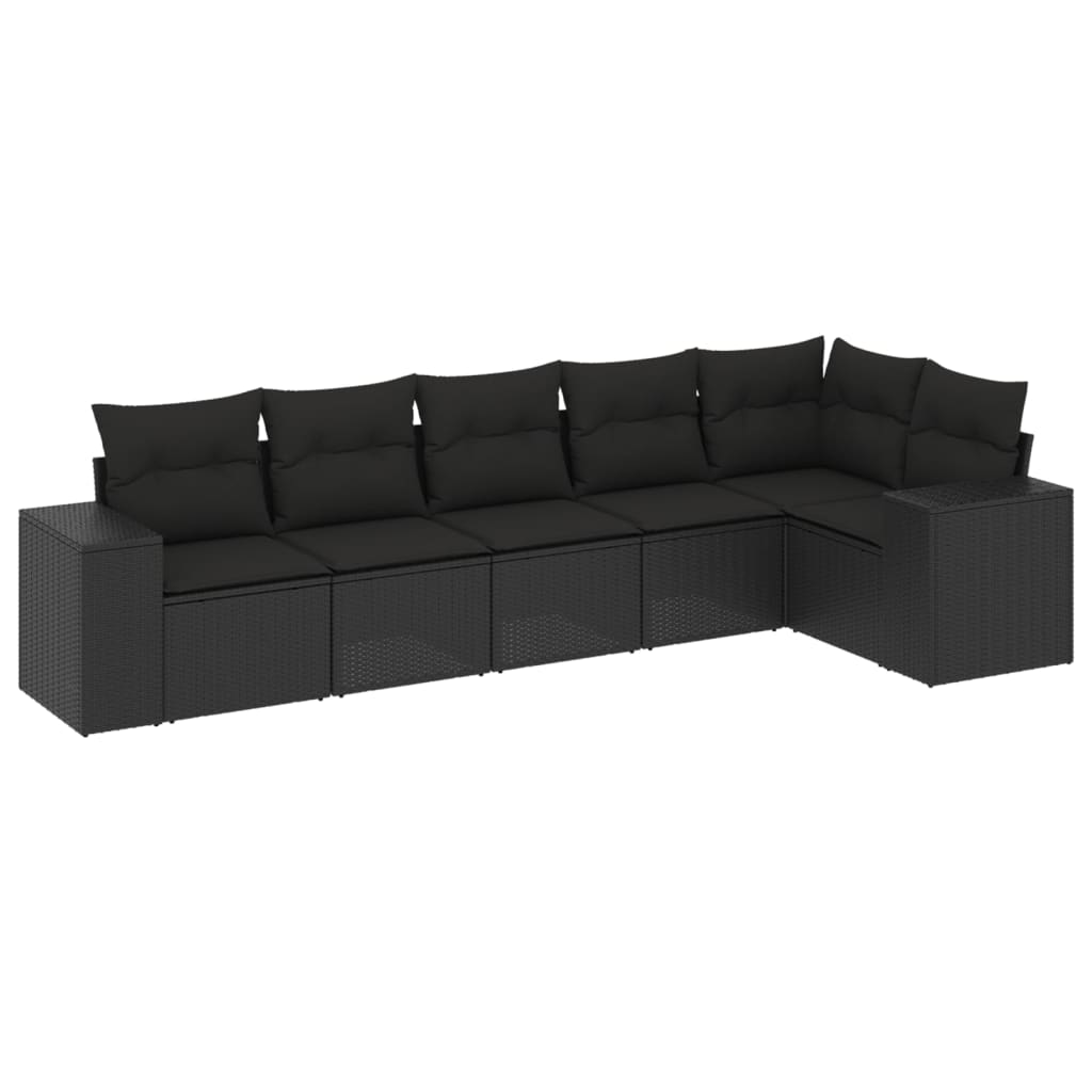 6-dijelni set vrtnih sofa s jastucima crni od poliratana