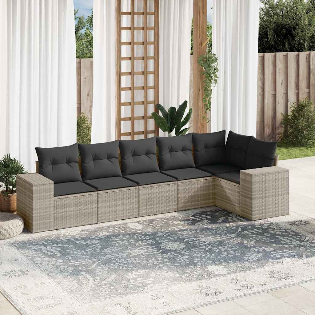 6-dijelni set vrtnih sofa od poliratana s jastucima svjetlosivi