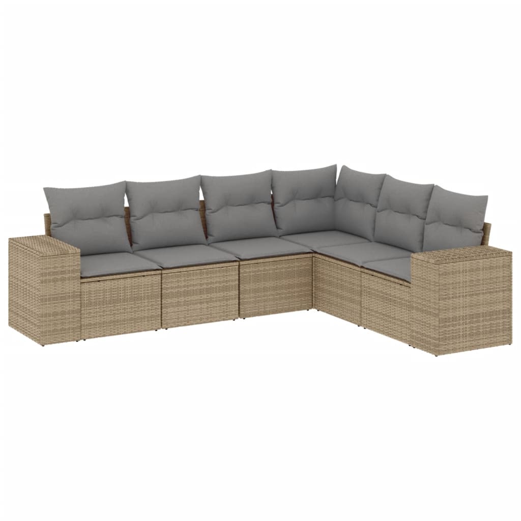 6-dijelni set vrtnih sofa s jastucima bež od poliratana