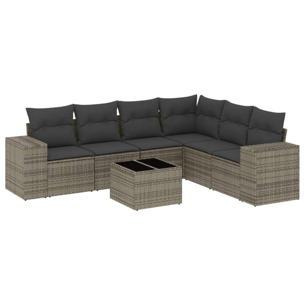 7-dijelni set vrtnih sofa sivi od poliratana