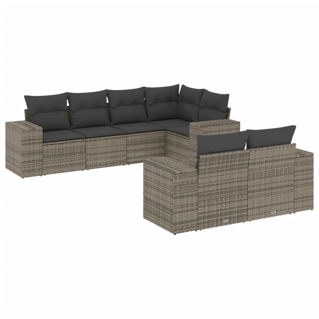 7-dijelni set vrtnih sofa sivi od poliratana