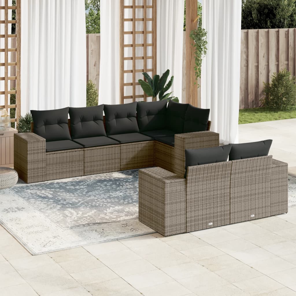 7-dijelni set vrtnih sofa sivi od poliratana
