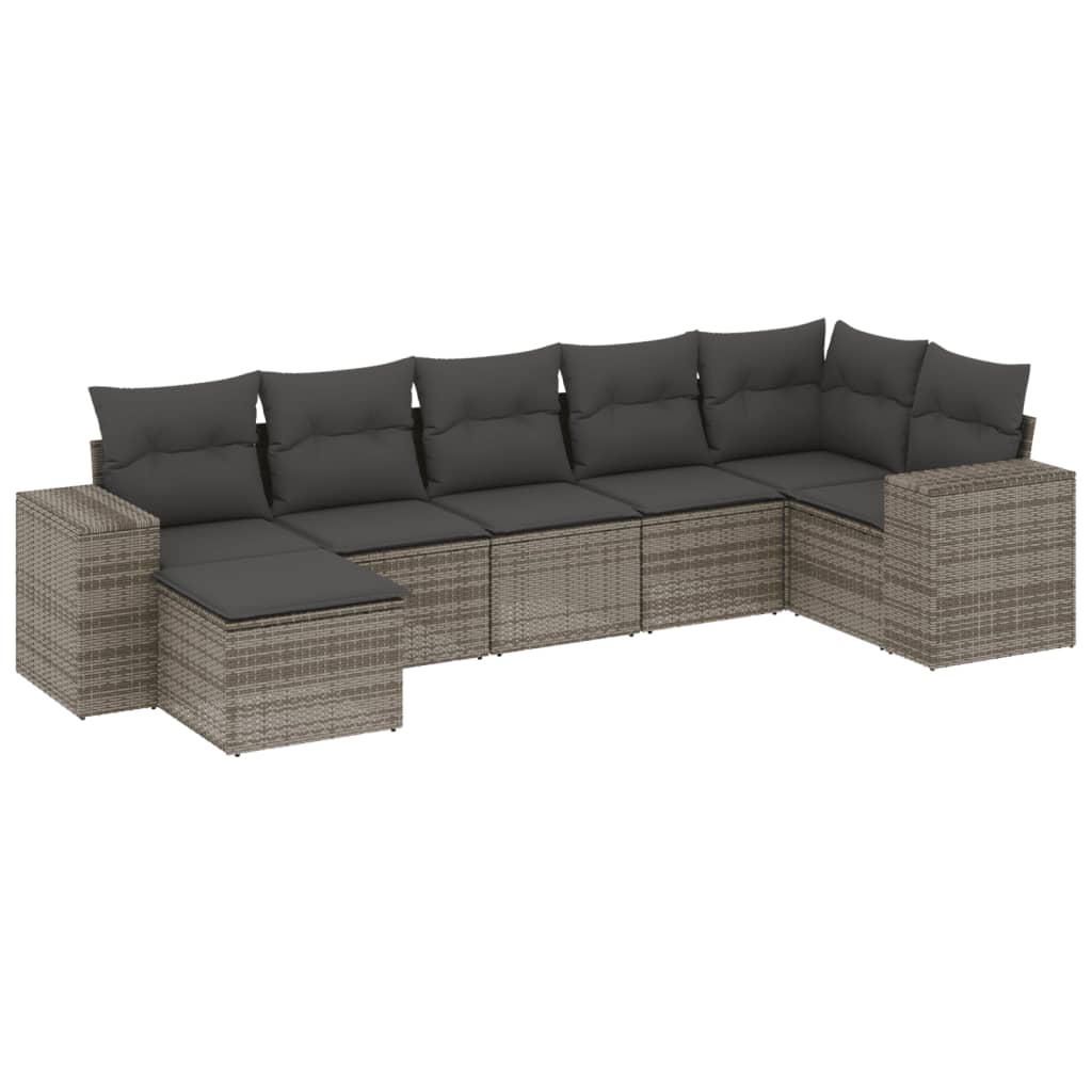 7-dijelni set vrtnih sofa sivi od poliratana