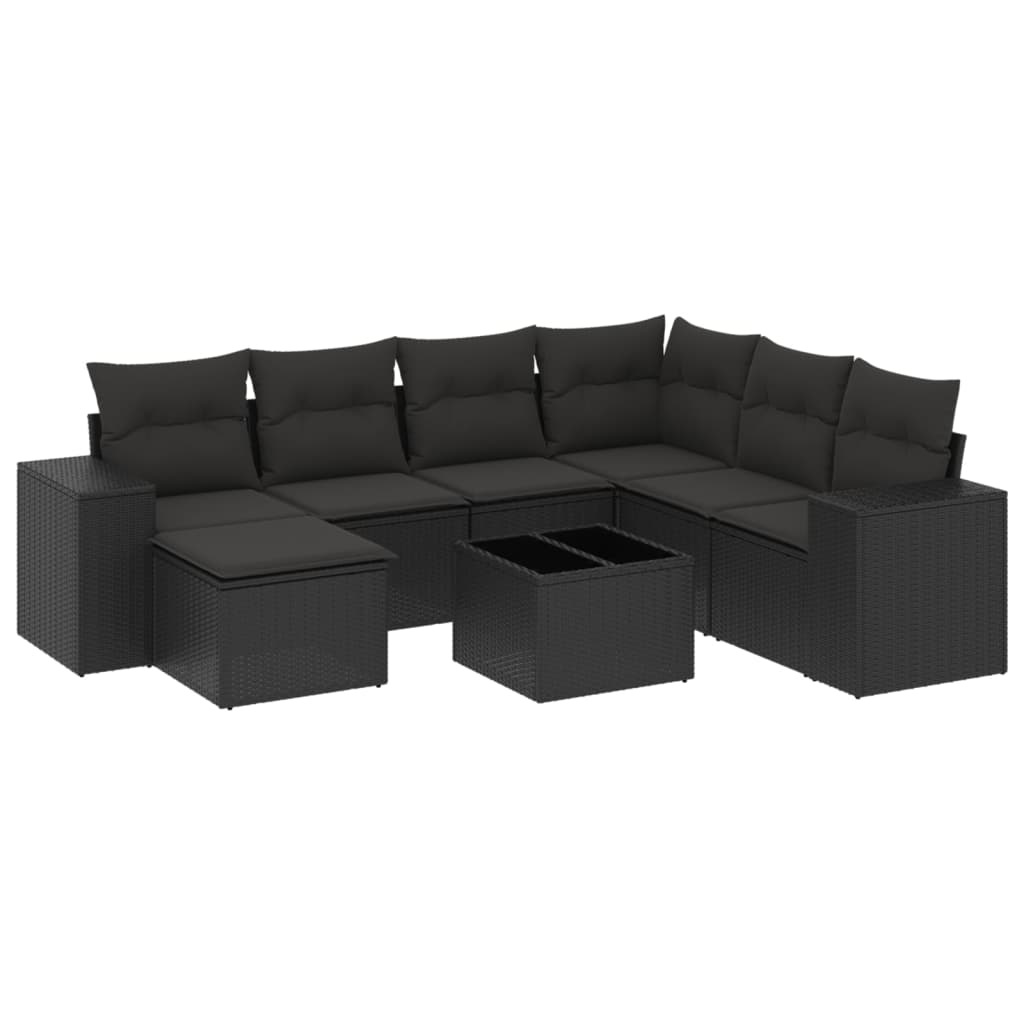 8-dijelni set vrtnih sofa od poliratana s jastucima crni