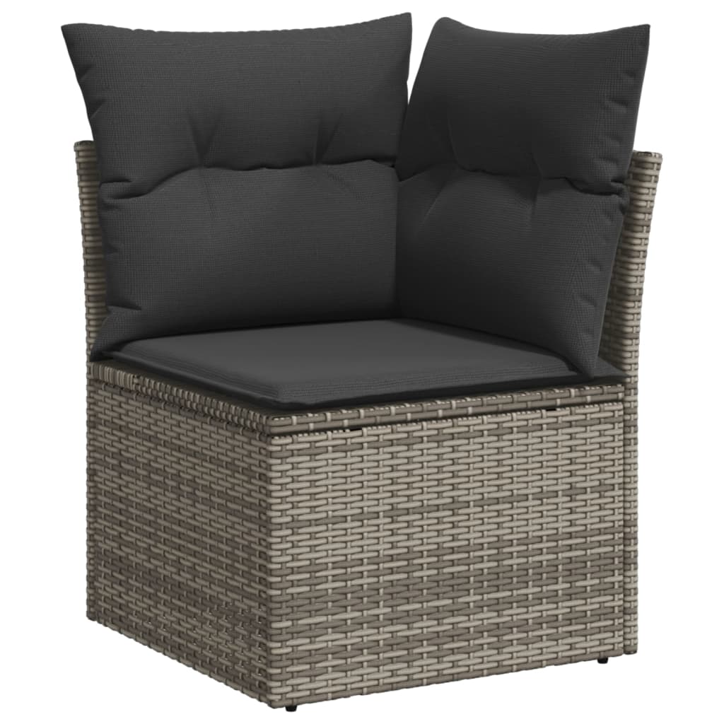 4-dijelni set vrtnih sofa od poliratana s jastucima sivi