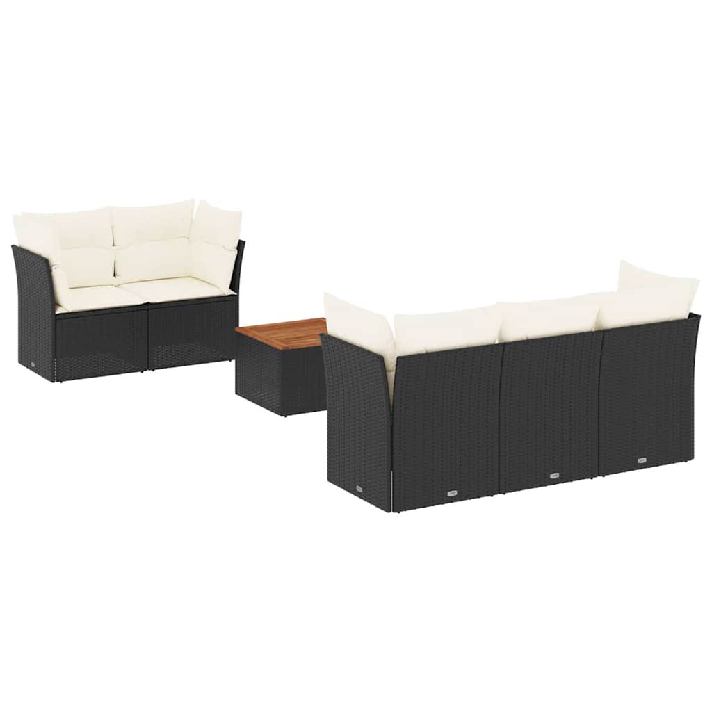 6-dijelni set vrtnih sofa s jastucima crni od poliratana Crna 62 x 62 x 69 cm