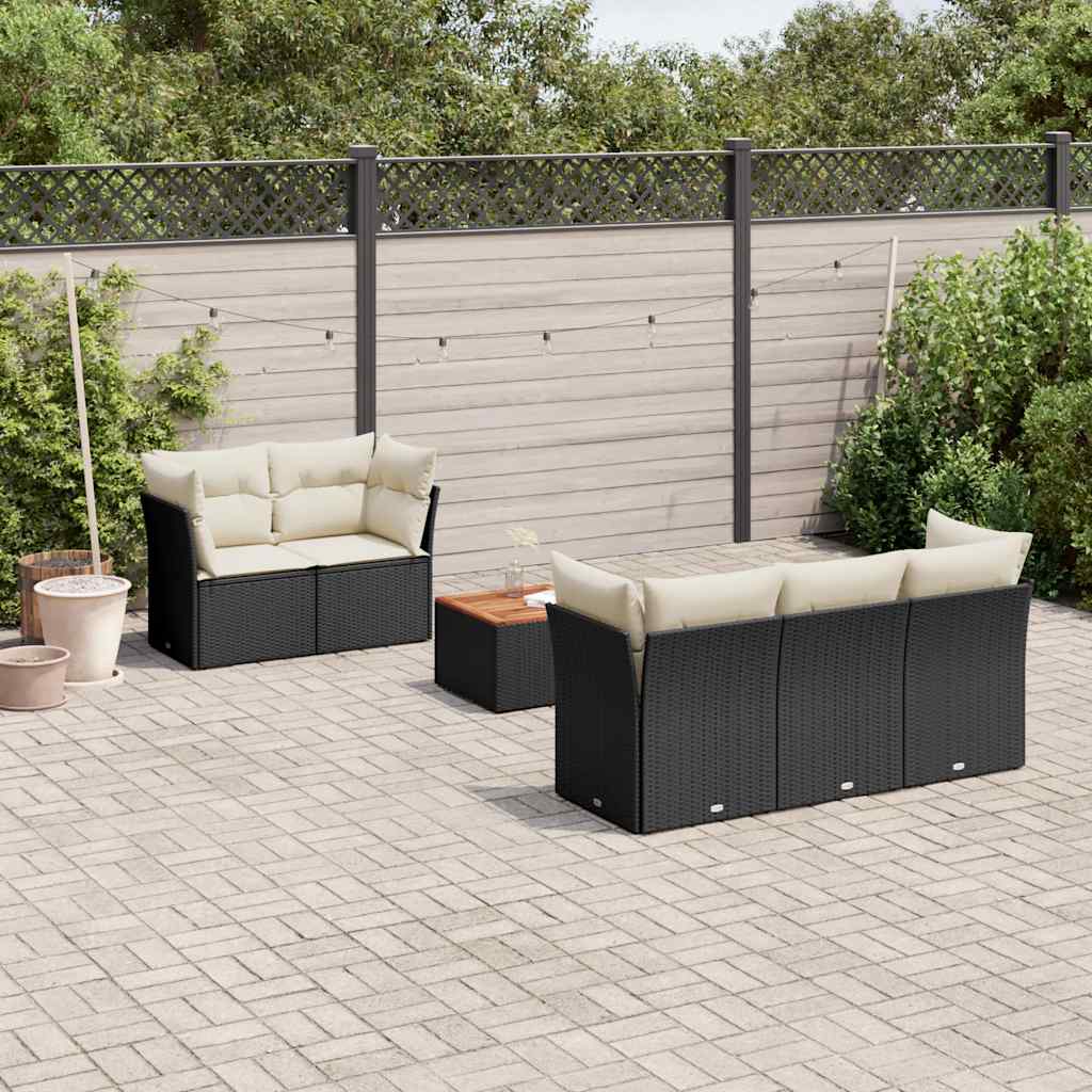 6-dijelni set vrtnih sofa s jastucima crni od poliratana Crna 62 x 62 x 69 cm