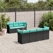 8-dijelni set vrtnih sofa od poliratana s jastucima crni Crna 62 x 62 x 69 cm