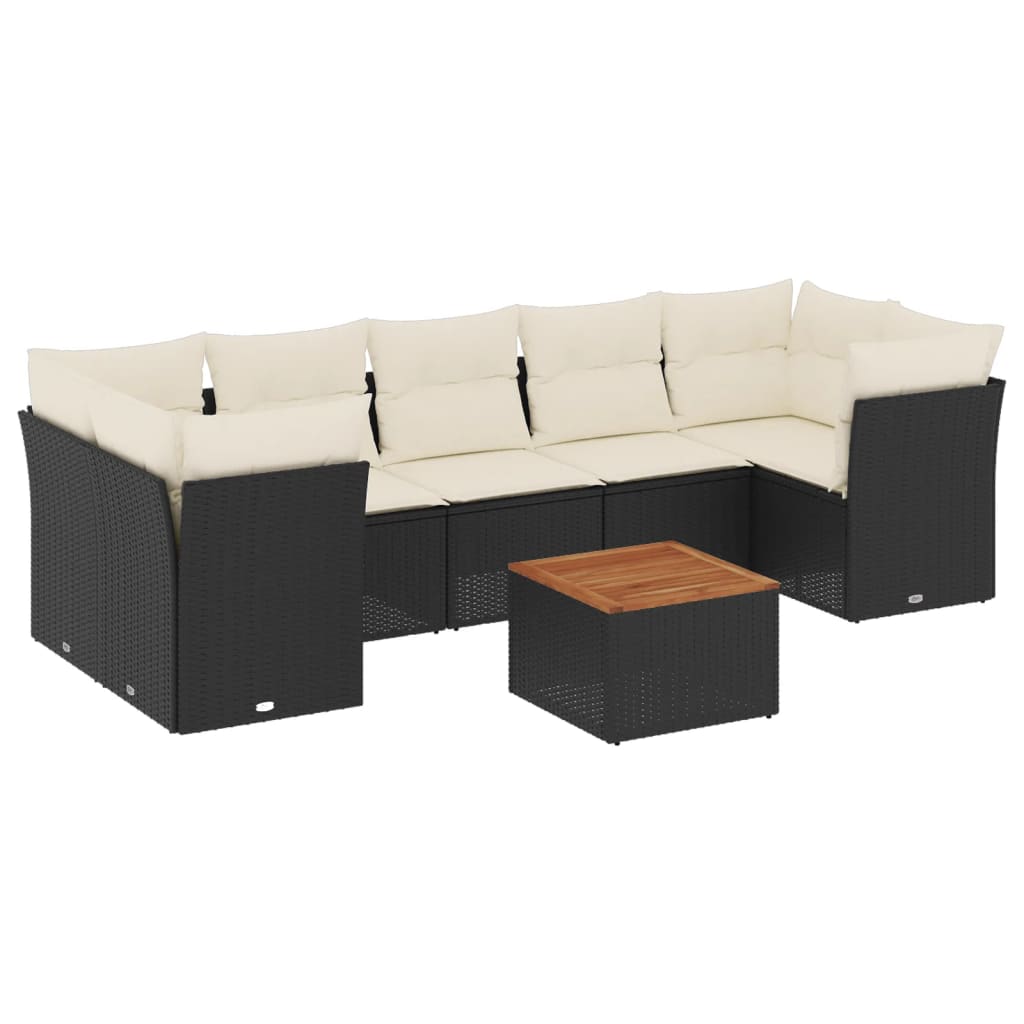 8-dijelni set vrtnih sofa od poliratana s jastucima crni Crna 62 x 62 x 69 cm