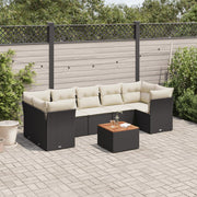 8-dijelni set vrtnih sofa od poliratana s jastucima crni Crna 62 x 62 x 69 cm