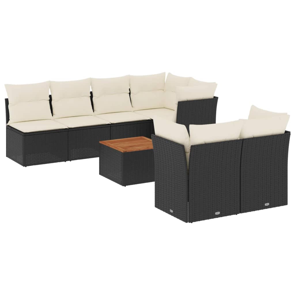 8-dijelni set vrtnih sofa od poliratana s jastucima crni