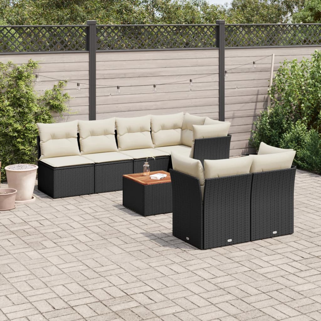 8-dijelni set vrtnih sofa od poliratana s jastucima crni