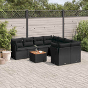 9-dijelni set vrtnih sofa s jastucima crni od poliratana
