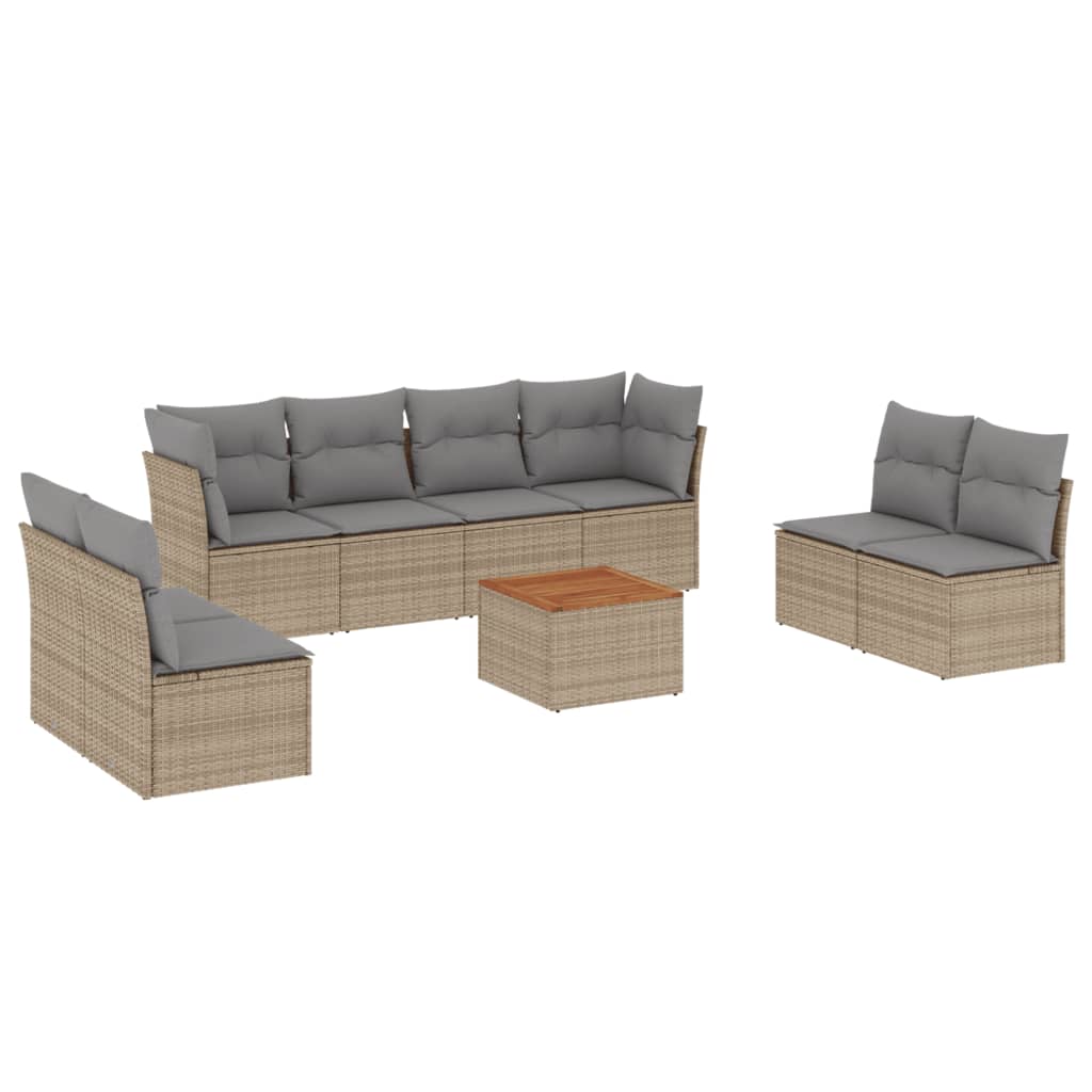 9-dijelni set vrtnih sofa s jastucima bež od poliratana