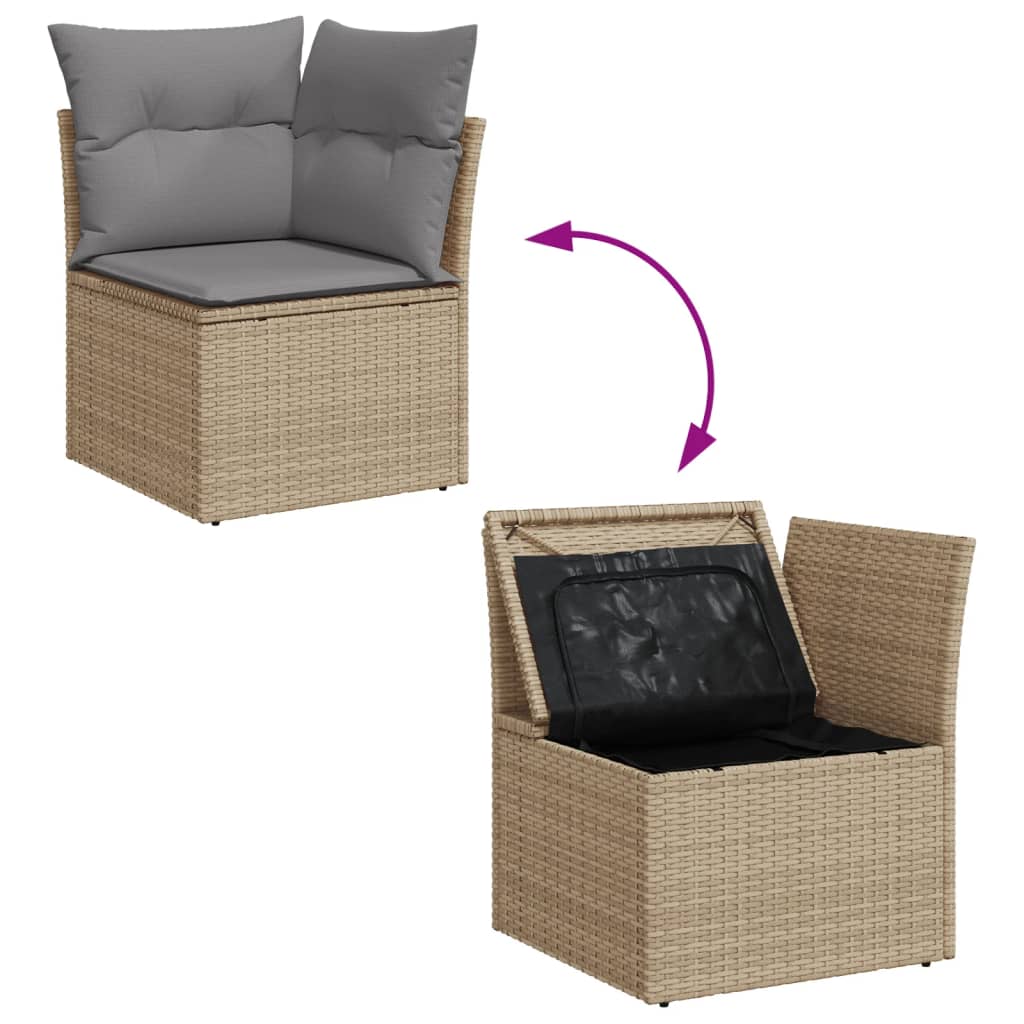 9-dijelni set vrtnih sofa s jastucima bež od poliratana