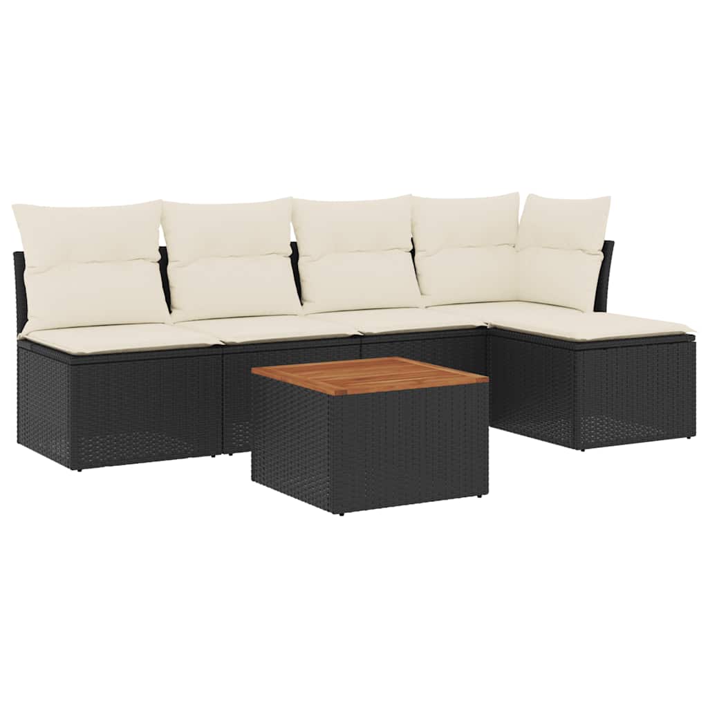 6-dijelni set vrtnih sofa s jastucima crni od poliratana