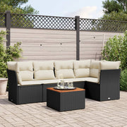 6-dijelni set vrtnih sofa s jastucima crni od poliratana Crna 62 x 62 x 69 cm