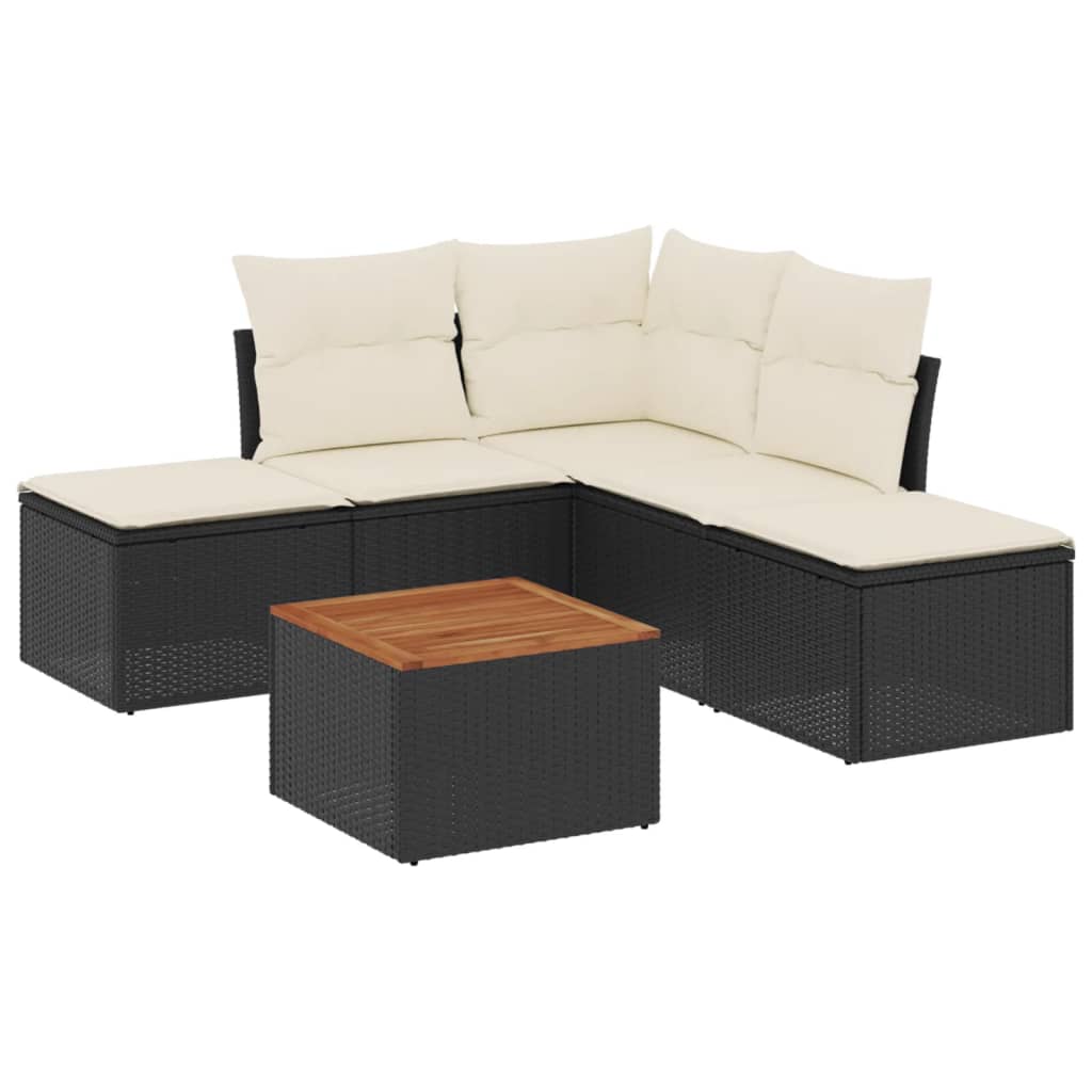 6-dijelni set vrtnih sofa s jastucima crni od poliratana