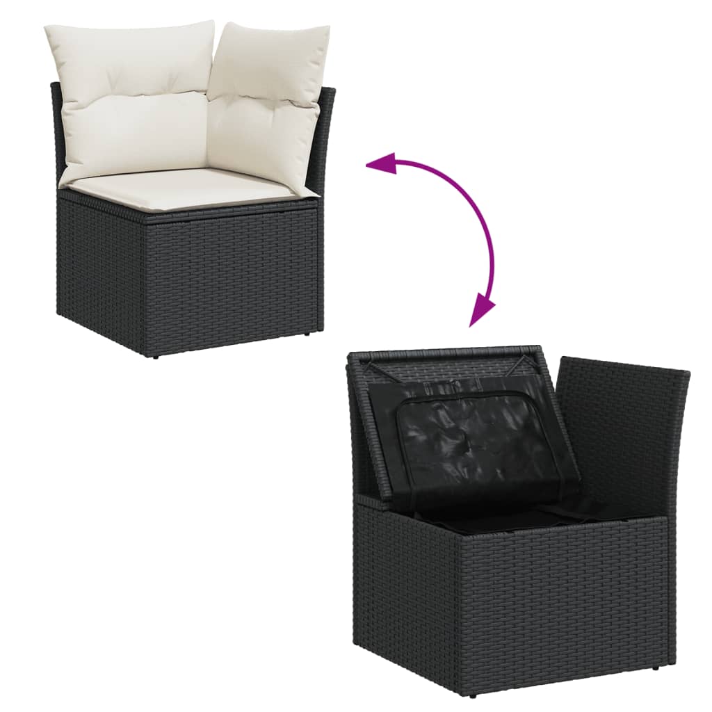 6-dijelni set vrtnih sofa s jastucima crni od poliratana