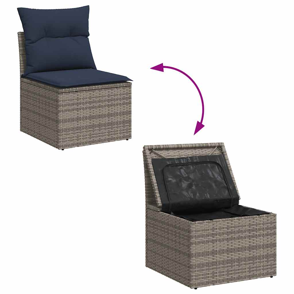 9-dijelni set vrtnih sofa od poliratana s jastucima sivi