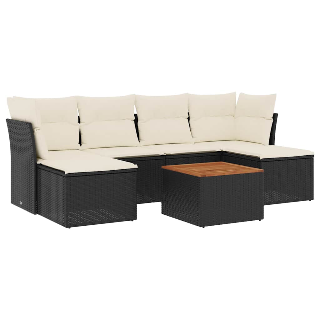 7-dijelni set vrtnih sofa od poliratana s jastucima crni