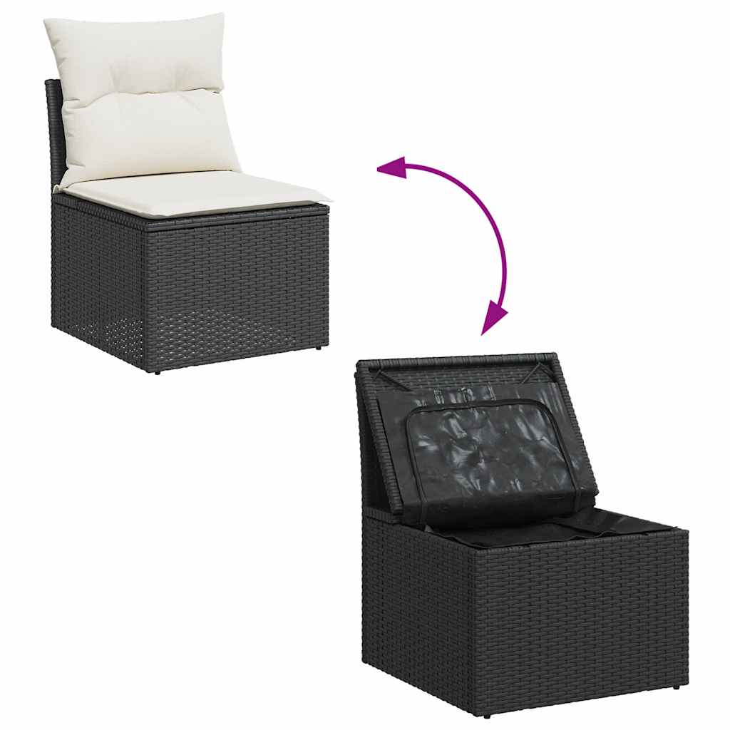 10-dijelni set vrtnih sofa s jastucima crni od poliratana