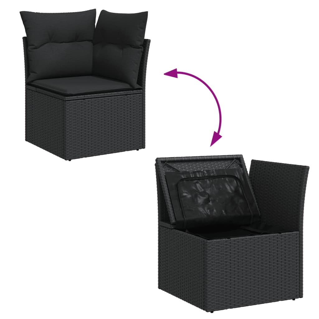 11-dijelni set vrtnih sofa od poliratana s jastucima crni