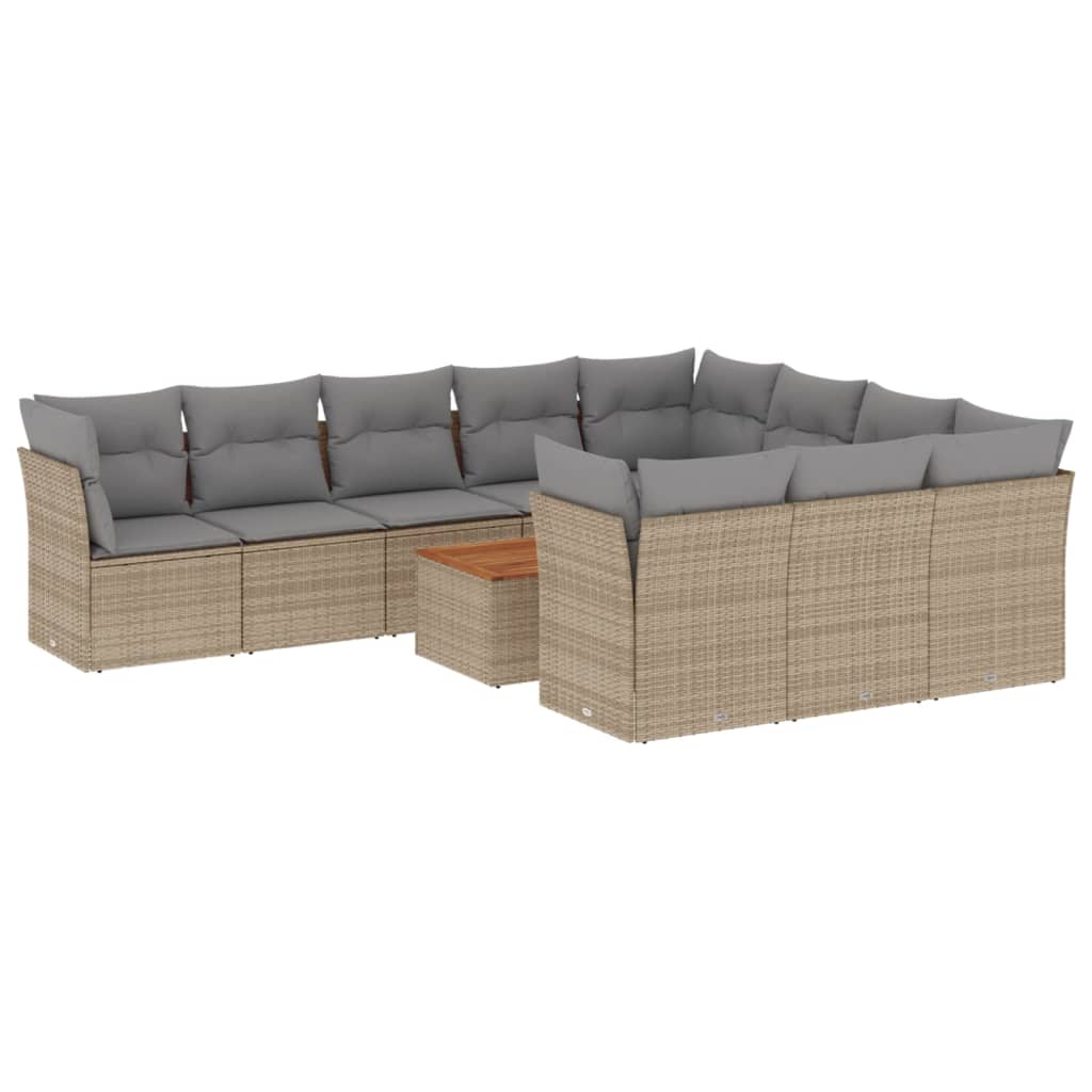11-dijelni set vrtnih sofa s jastucima bež od poliratana