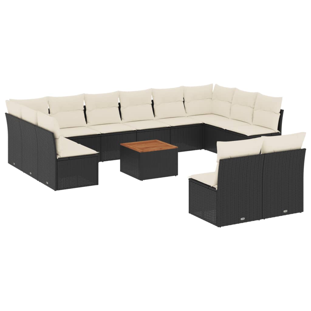 13-dijelni set vrtnih sofa s jastucima poliratan crni