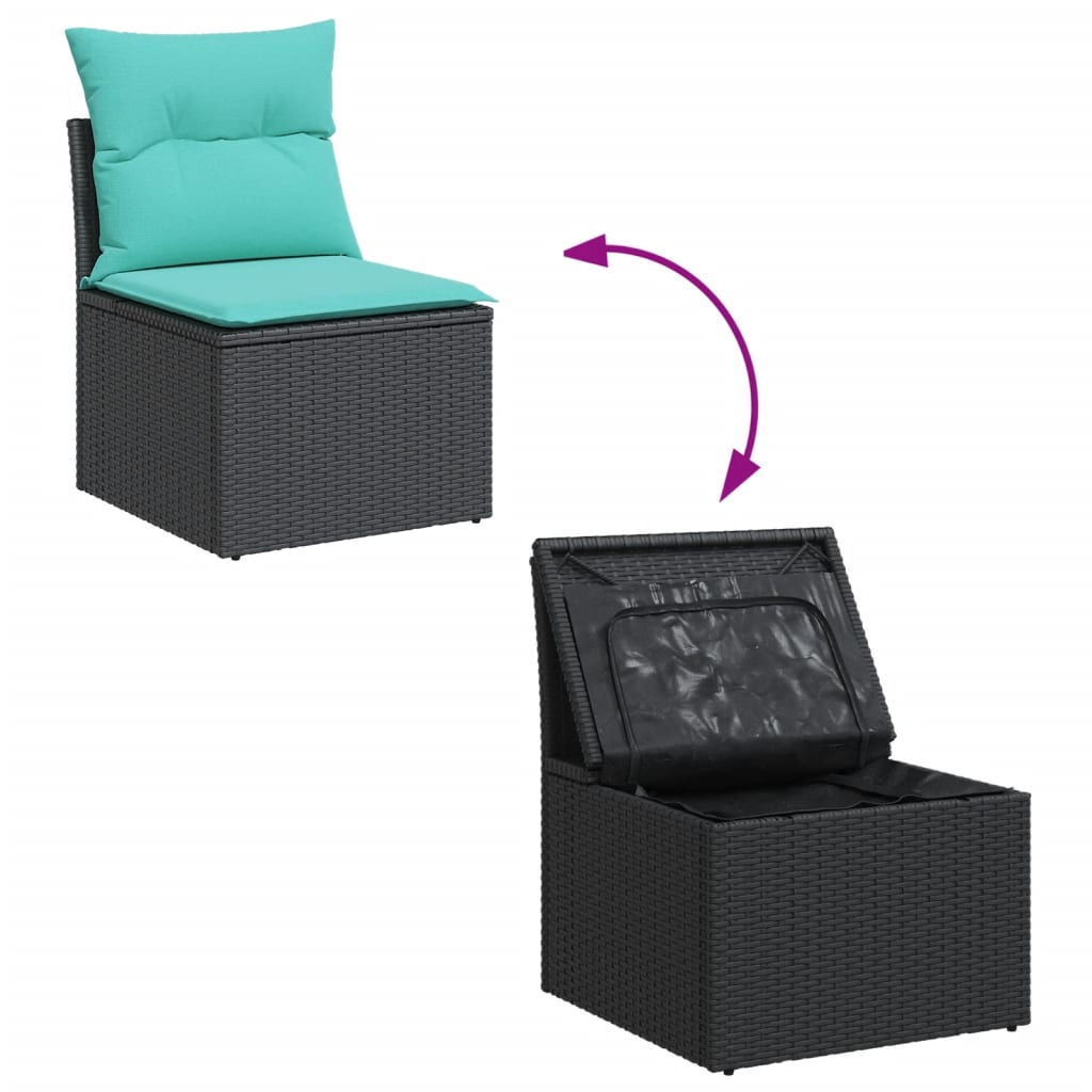 13-dijelni set vrtnih sofa s jastucima poliratan crni
