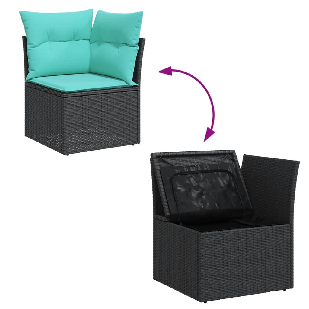 13-dijelni set vrtnih sofa s jastucima poliratan crni