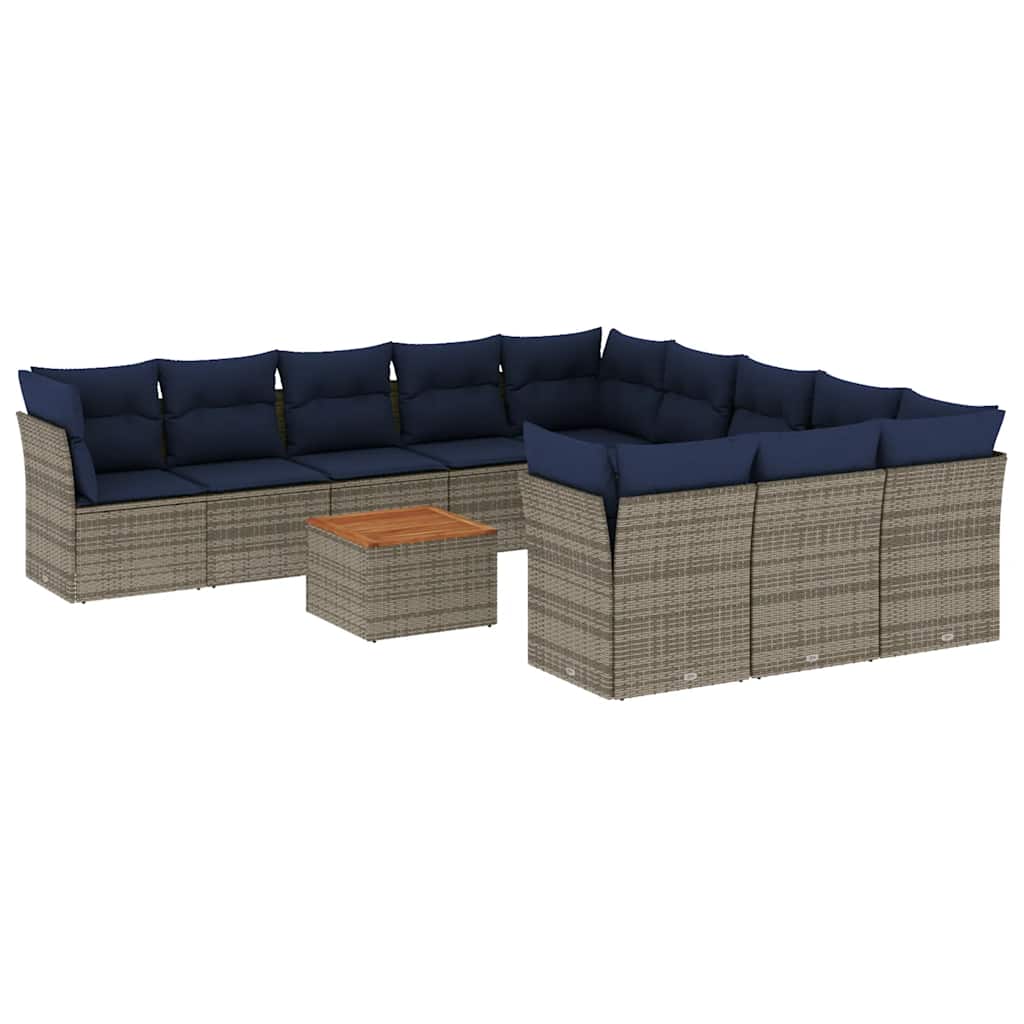 12-dijelni set vrtnih sofa od poliratana s jastucima sivi