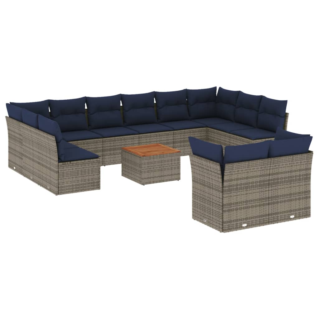 13-dijelni set vrtnih sofa od poliratana s jastucima sivi