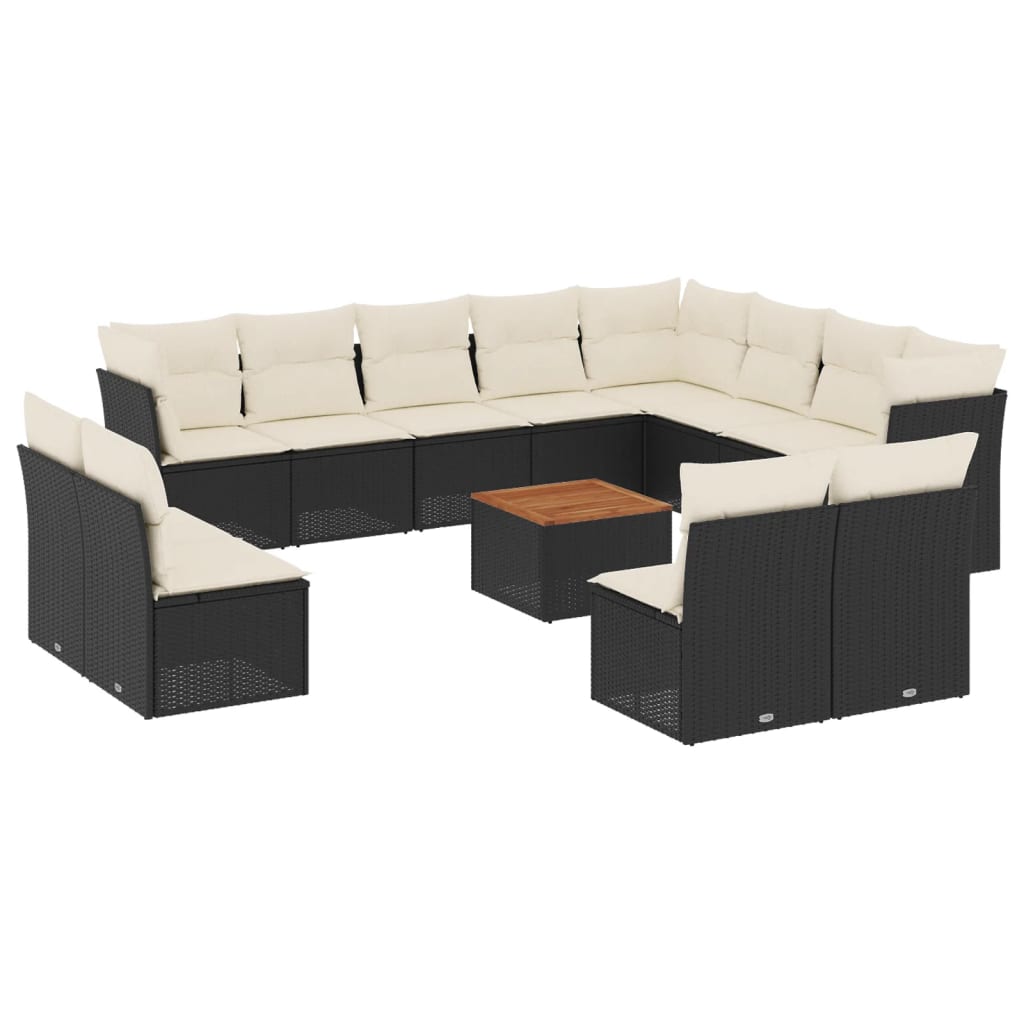 13-dijelni set vrtnih sofa s jastucima poliratan crni