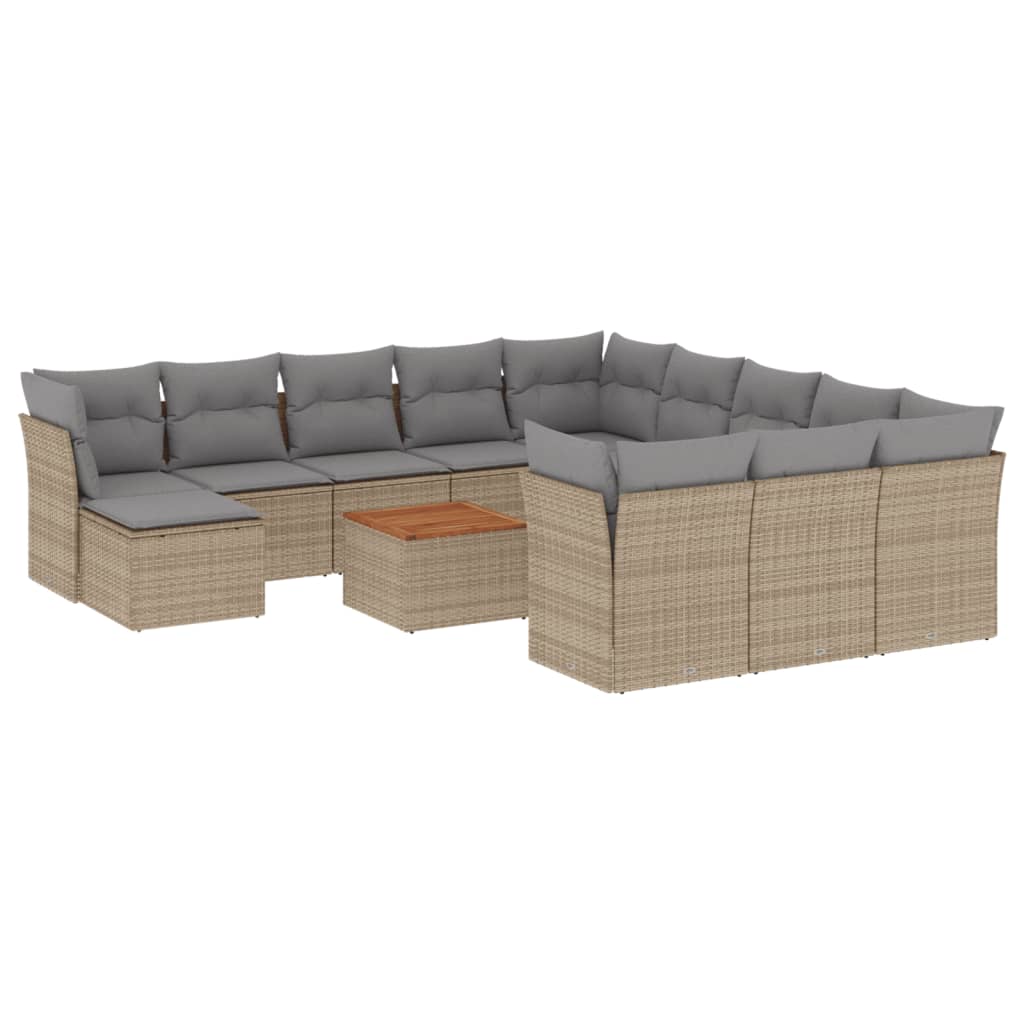 13-dijelni set vrtnih sofa s jastucima bež od poliratana