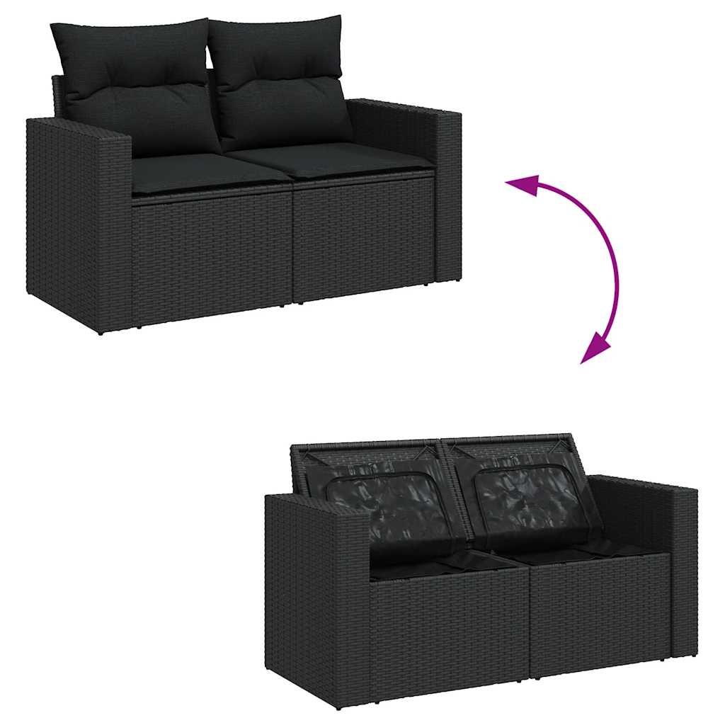 4-dijelni set vrtnih sofa od poliratana s jastucima crni