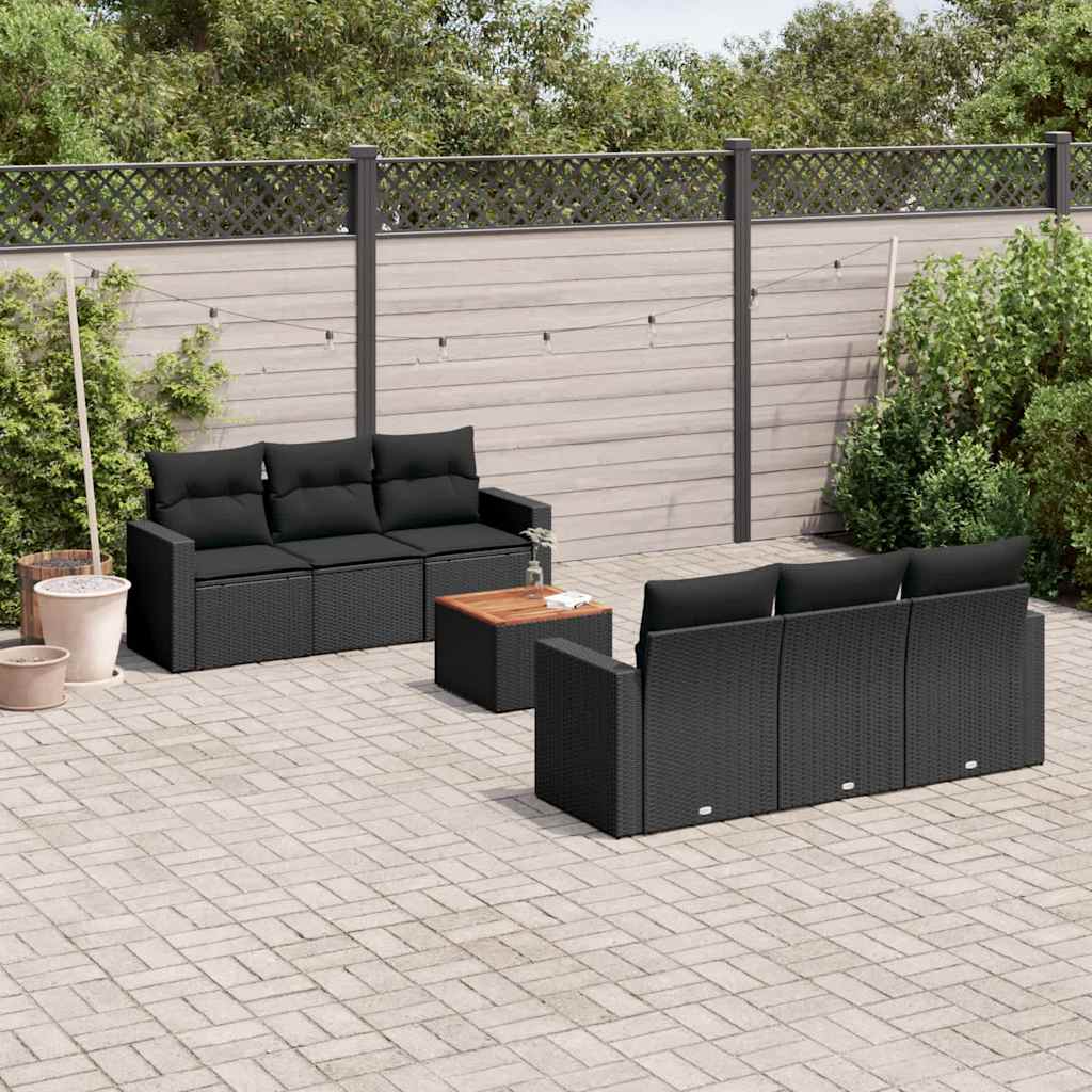 7-dijelni set vrtnih sofa od poliratana s jastucima crni Crna 66 x 62 x 69 cm