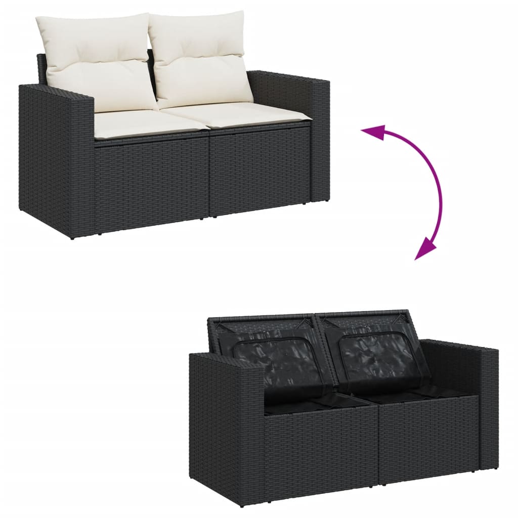 8-dijelni set vrtnih sofa od poliratana s jastucima crni