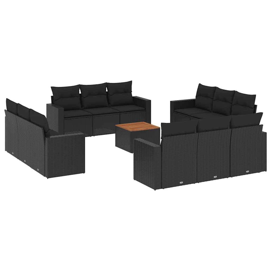 13-dijelni set vrtnih sofa s jastucima poliratan crni