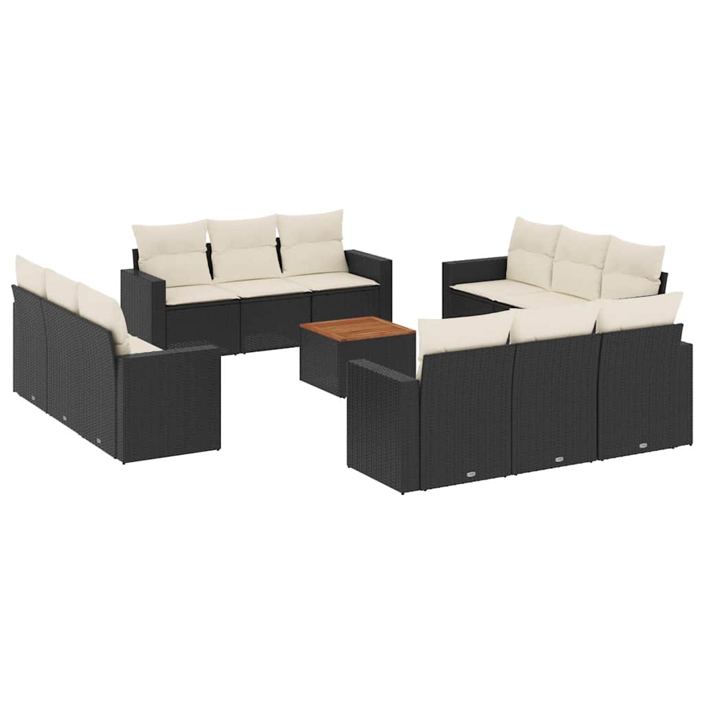 13-dijelni set vrtnih sofa s jastucima poliratan crni