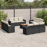 13-dijelni set vrtnih sofa s jastucima poliratan crni